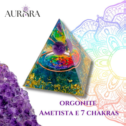 Esfera de Ametista com Energia de 7 Chakras