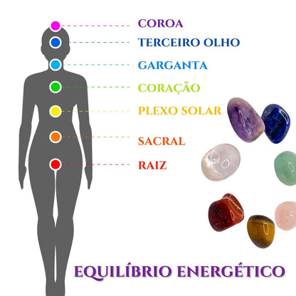 Kit de 7 Chakras Cristais Rolados